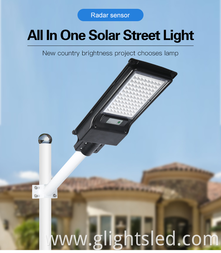 Factory price ABS waterproof outdoor ip65 smd 80 120 w all in one integrated led solar street lighting